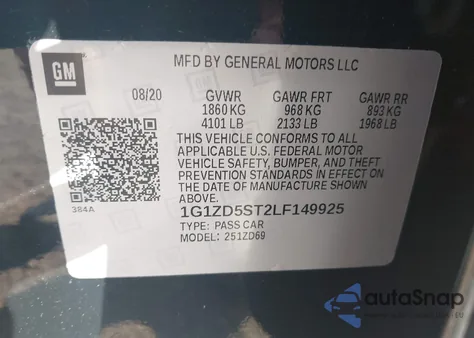 2020 Chevrolet Malibu Fwd Lt from USA, damaged, VIN 1G1ZD5ST2LF149925